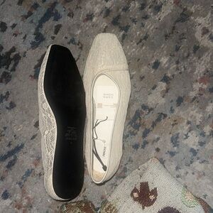 Zara Ivory Lace Ballet Flats